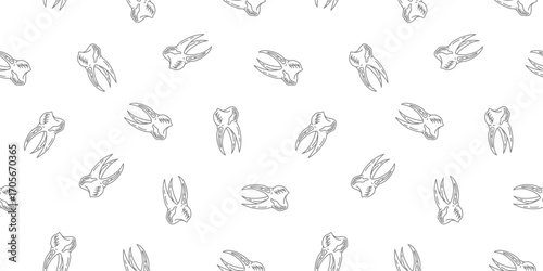 doodle Teeth Pattern background. doodle tooth pattern background. dental seamless pattern background.	