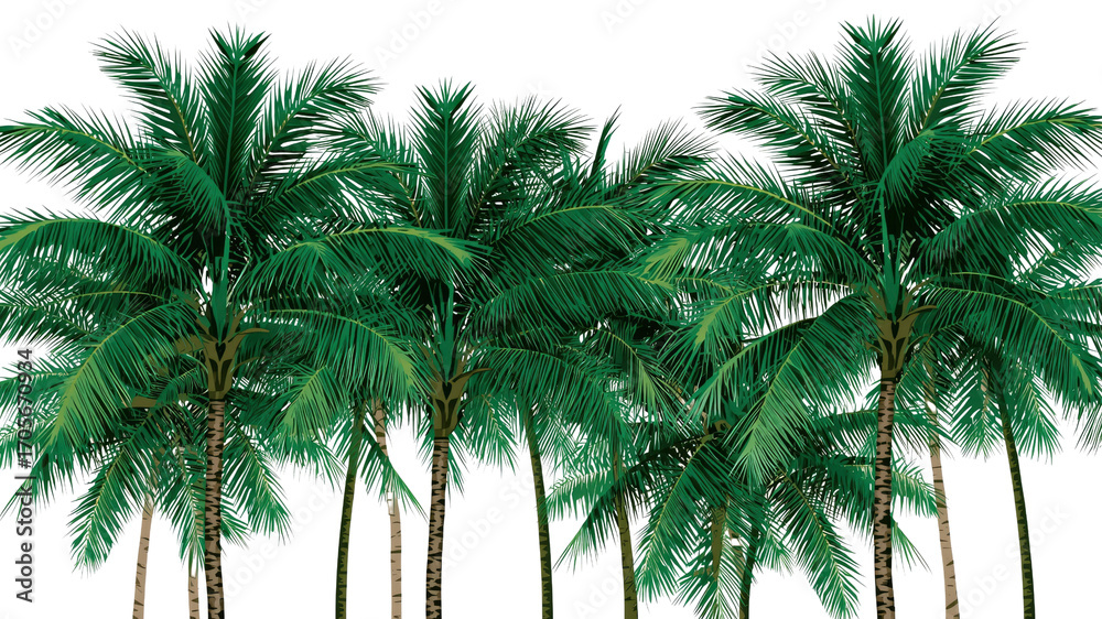 Lush Tropical Palm Tree Grove - Seamless Illustration
