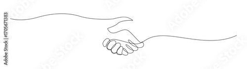 One Line Handshake Drawing Vector Illustration
