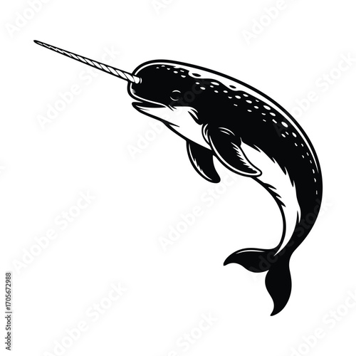 Majestic narwhal with its distinctive tusk a captivating creature of the arctic seas