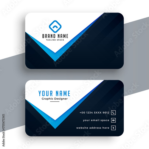 Horizontal business card with front and back presentation.