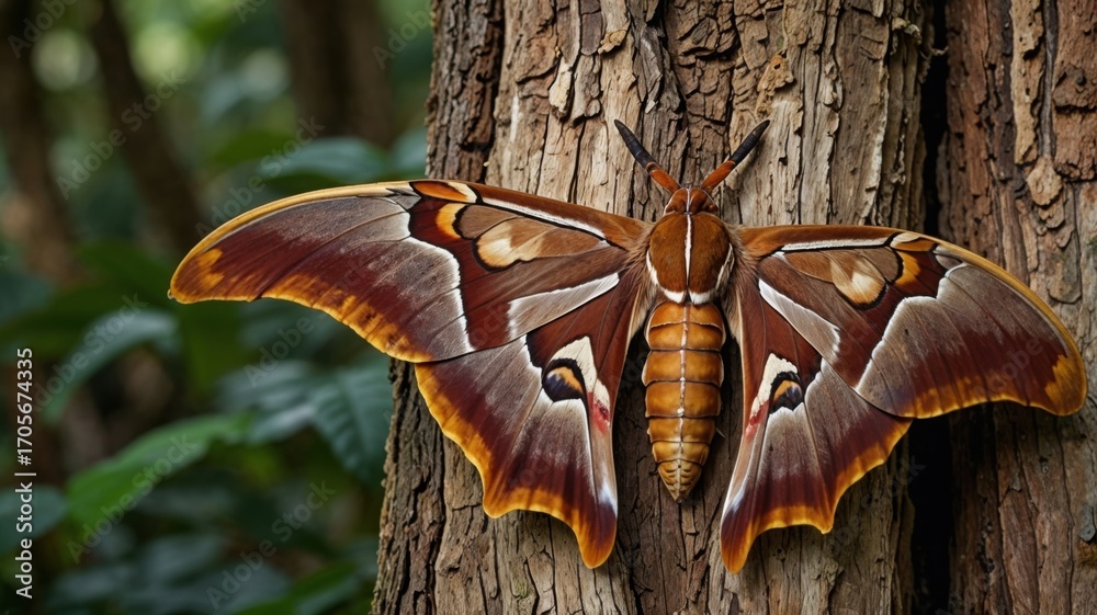 Fototapeta premium Colorful Butterfly on Bark