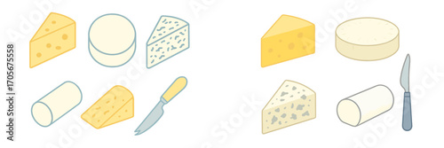 Collection of diverse cheese varieties including cheddar, brie, blue cheese, and goat cheese with a serving knife
