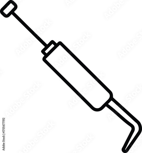 Black line icon of a desoldering pump tool on white background solder sucker electronic repair