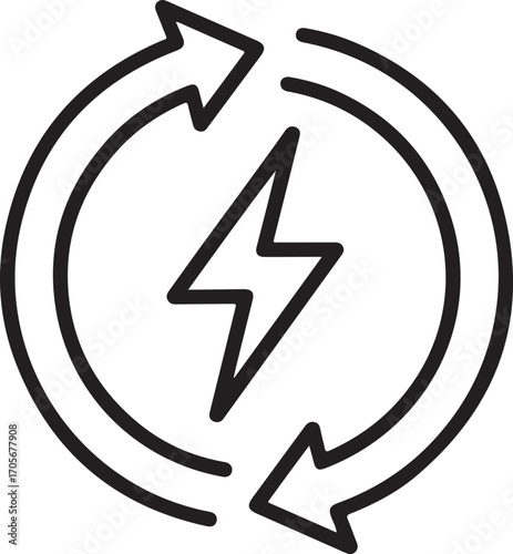 Circular arrows around a lightning bolt symbolizing energy and power