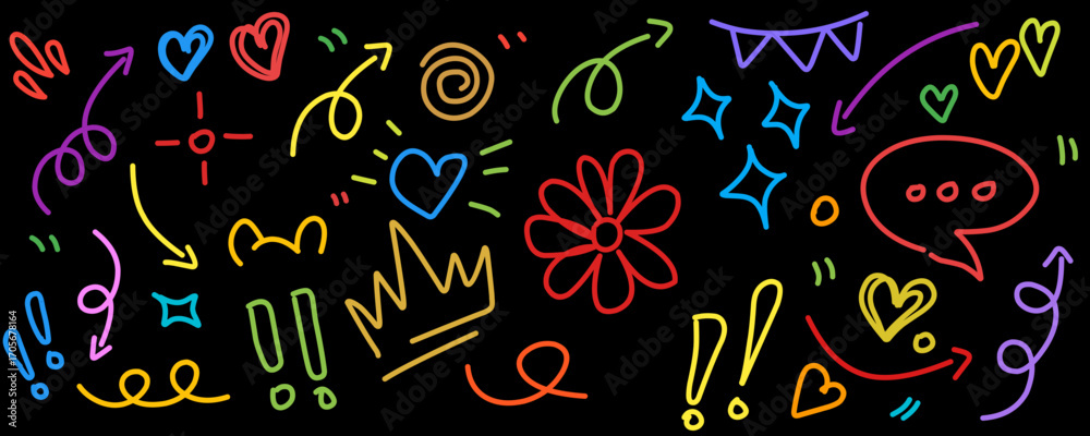 Obraz premium Hand drawn simple elements set. Doodle vector illustration