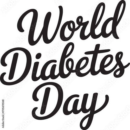 World Diabetes Day text in a casual script font on white health