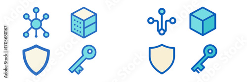 Digital network data security and access key symbols representing modern technology concepts and abstract digital protection
