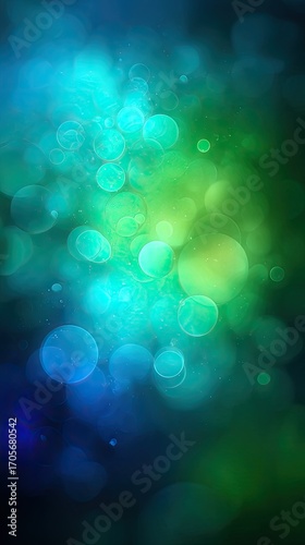 Abstract bokeh background with teal and green circles