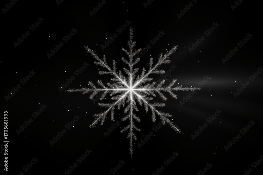 Fototapeta premium Sliver snowflake light night black.