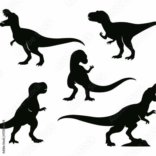 vector silhouettes of dinosaur