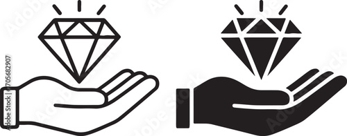 Hand Holding Diamond Icon Representing Value, Wealth, and Business Success