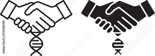 Handshake with DNA Helix Icon Representing Biotechnology, Partnership, and Innovation