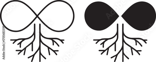 Infinity Symbol with Roots Icon Representing Sustainability, Growth, and Endless Possibilities