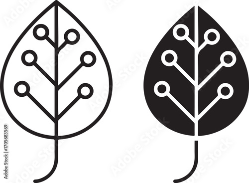 Leaf with Circuit Pattern Icon Representing Green Technology, Sustainability, and Digital Innovation