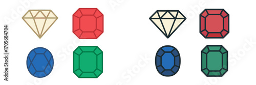A dazzling assortment of sparkling precious gemstones with diverse cuts and vibrant colors, ideal for elegant jewelry design projects