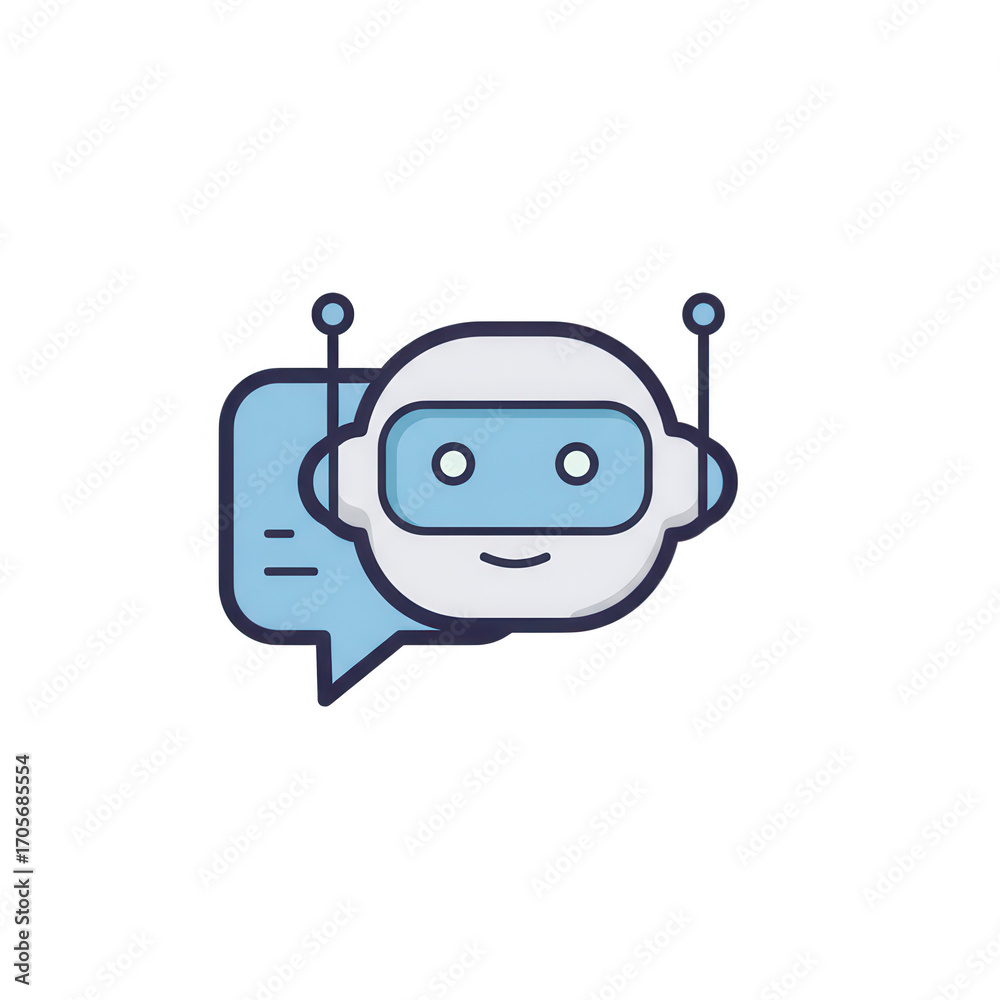 Obraz premium Friendly chatbot robot icon isolated on transparent background