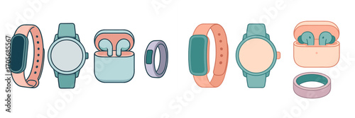 Modern wearable technology devices like smartwatches, fitness trackers, wireless earbuds, and smart rings