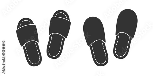 Slippers graphic icons. Slippers signs isolated on white background. Vector illustration