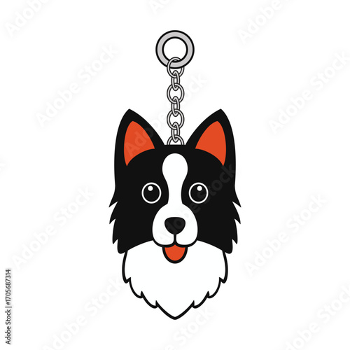 Border Collie Face Keychain Design Vector Art