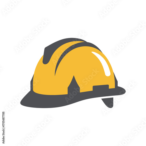 Yellow construction helmet isolated on white background for safety.
