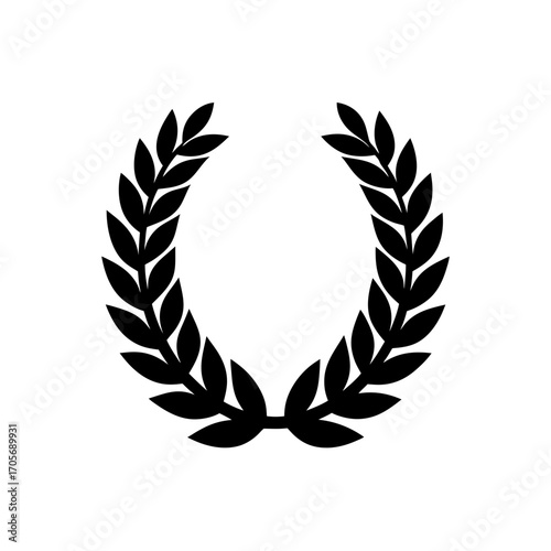 Illustration of a laurel wreath in black on transparent background