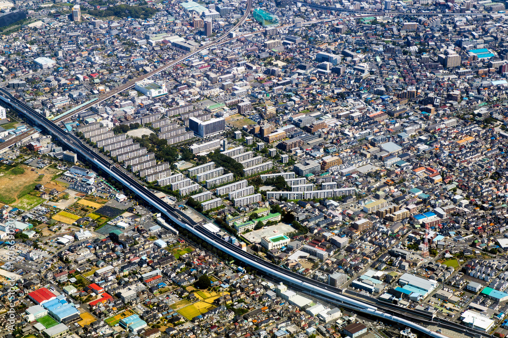 Obraz premium 埼玉県さいたま市の田島団地付近を空撮