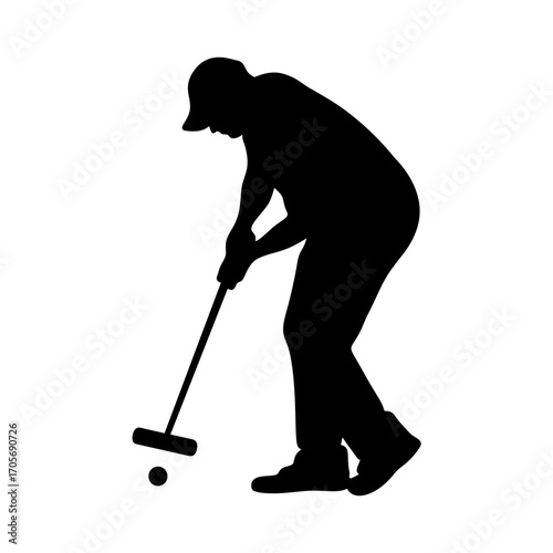 Croquet Player Silhouette Vector Illustration