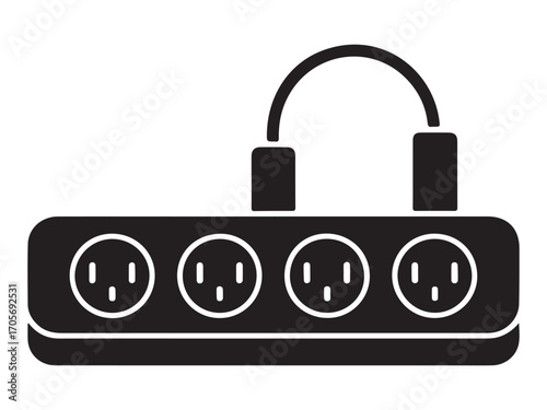 Modern electrical power strip illustration with multiple outlets
