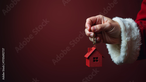 Wallpaper Mural Santa Claus' hand holding a keychain in the form of a house Torontodigital.ca