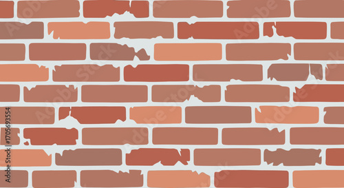 Brick Wall Texture with Weathered Surface and White Mortar.