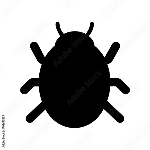 Silhouette of an insect or beetle with six legs and antennae