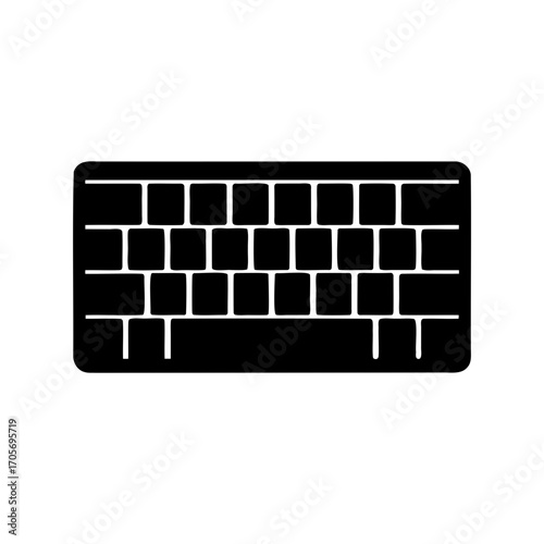Simple Keyboard Icon Depicting Computer Interface Technology Device in Black and White