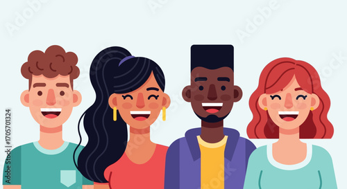 Diverse Group of Smiling Young Adults - A Celebration of Unity and Happiness.