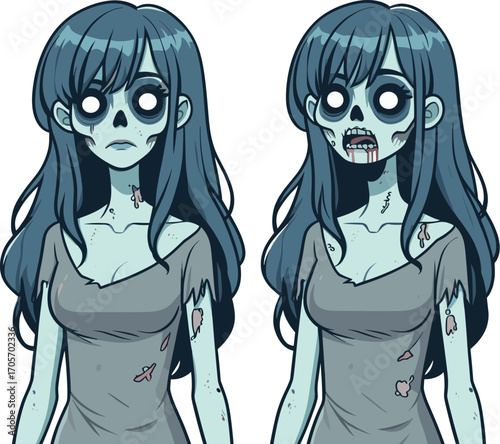 女性ゾンビのイラスト
