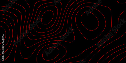 Sci Fi Digital Mesh Landscape with Red Neon Wave Contours and Futuristic Topographic Mapping on Black Abstract Background