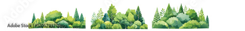  Watercolor style hand drawn top of view tree garden useful for landscape design