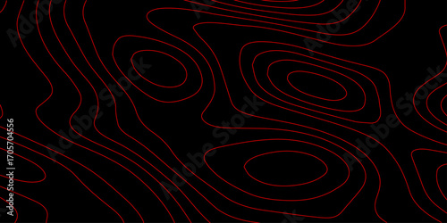 Futuristic Topo Vector with Black Background and Red Neon Contour Mapping over Digital Holographic Cyber Terrain Wallpaper