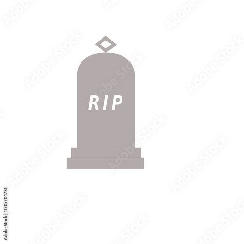 Rest In Peace A Somber Graphic Depicting a Tombstone Bearing the Inscription RIP, Symbolizing Loss, Mourning, and Remembrance in a Clean, Minimalist Design
