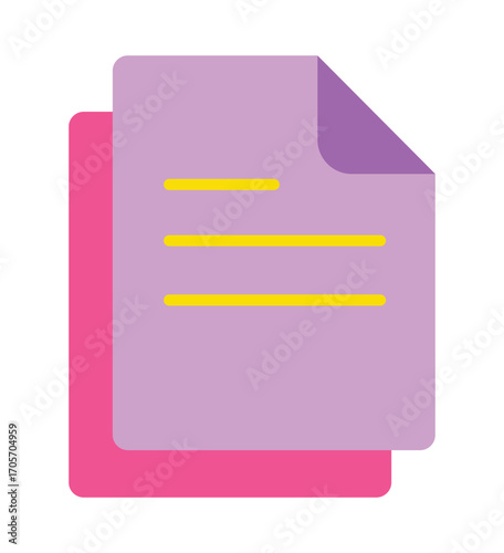 Colorful flat design icon of stacked documents or files. A simple graphic for copying data, office work, and web interface concepts.