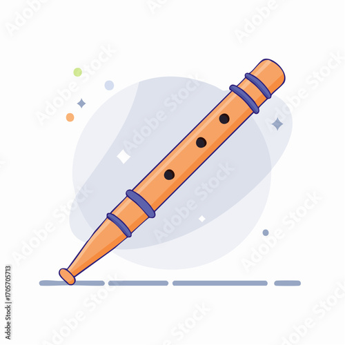 Brown Wooden Flute On A White Background