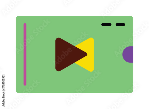 Abstract media player icon in a vibrant, colorful flat design. A modern symbol for video streaming, multimedia apps, and creative UI.