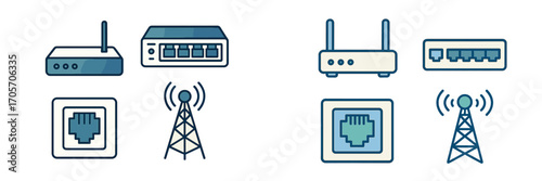 Essential digital network hardware components for internet connectivity, data transmission, and telecommunication infrastructure