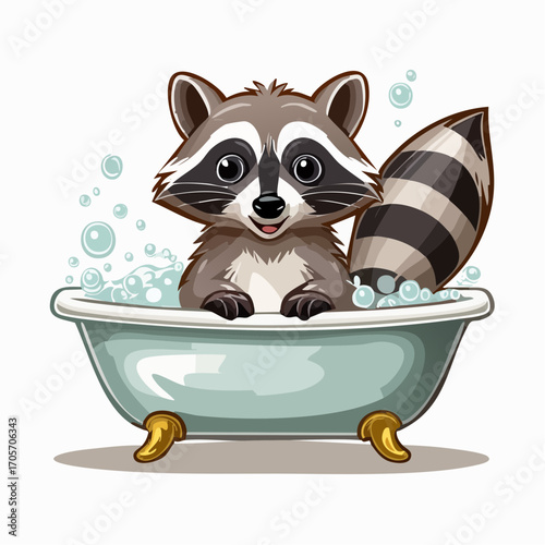 Niedlicher Waschbär in einer Badewanne
