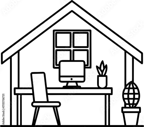 illustration of a house and a chair