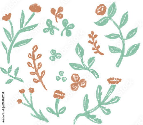 ナチュラルで平和的な植物のイラスト