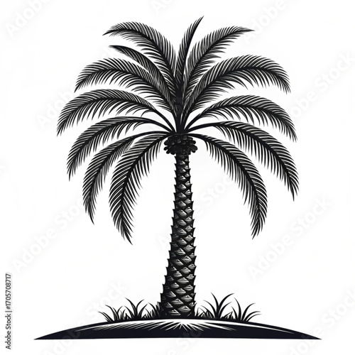 Palm Tree Silhouette Vector  Tropical Nature Icon Design