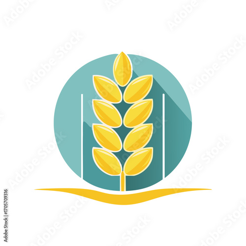 Golden wheat stalk symbol stylized graphic design agriculture concept