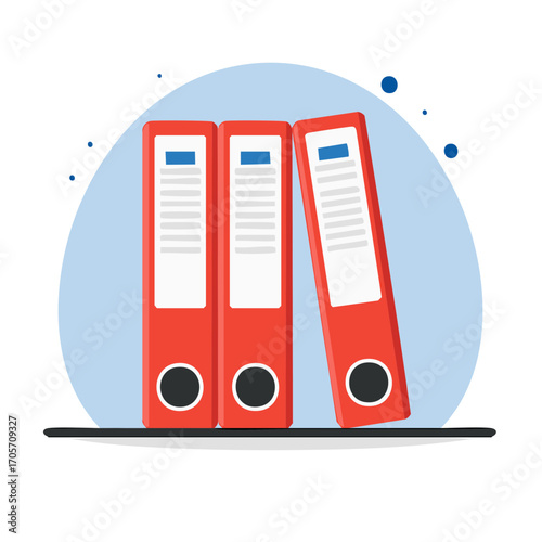 Three Red Office Binders Standing for Document Storage, Filing, and Business Organization