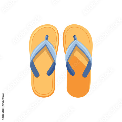 Orange and blue flip-flops illustration for summer vacation beach holidays and poolside relaxation